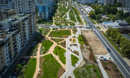 Kolejny odcinek Parku nad POW otwarty dla spacerowiczów Park Linearny nad tunelem Południowej Obwodnicy Warszawy / fot. Zarząd Zieleni m.st. Warszawy 