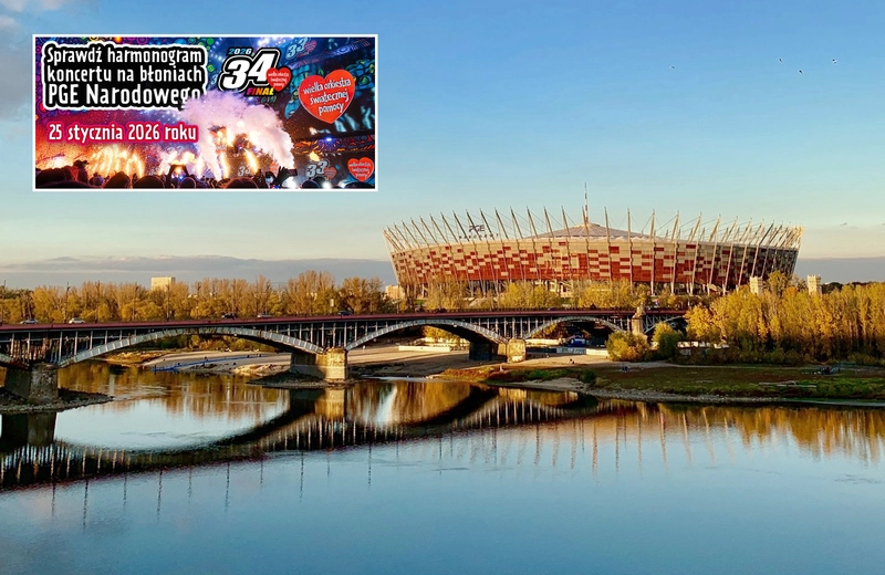 34. Finał WOŚP w Warszawie. Godzinowa rozpiska koncertów na błoniach PGE Narodowego